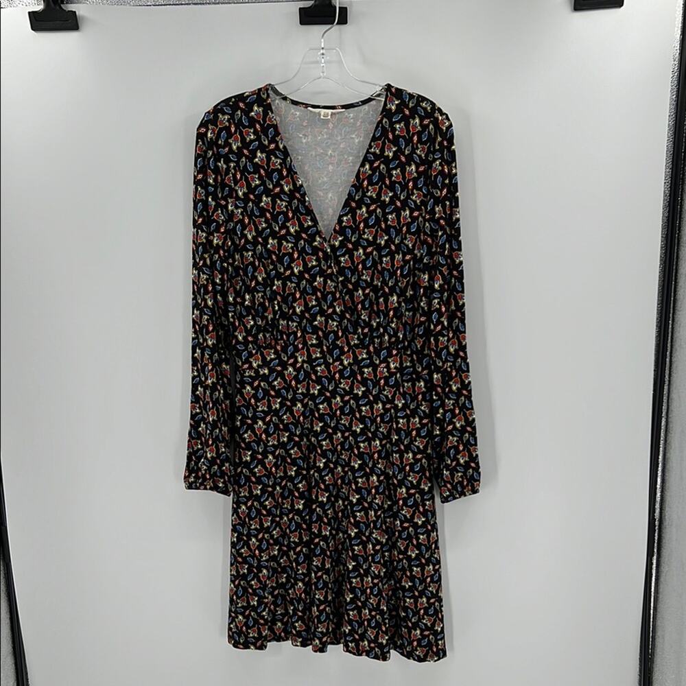 Boden Long Sleeve Dress - Black with Multicolor Pattern